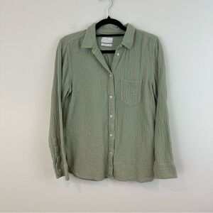 J. Crew Light Green Waffle Texture Gauzy Cotton Classic Shirt Size 8 Women's